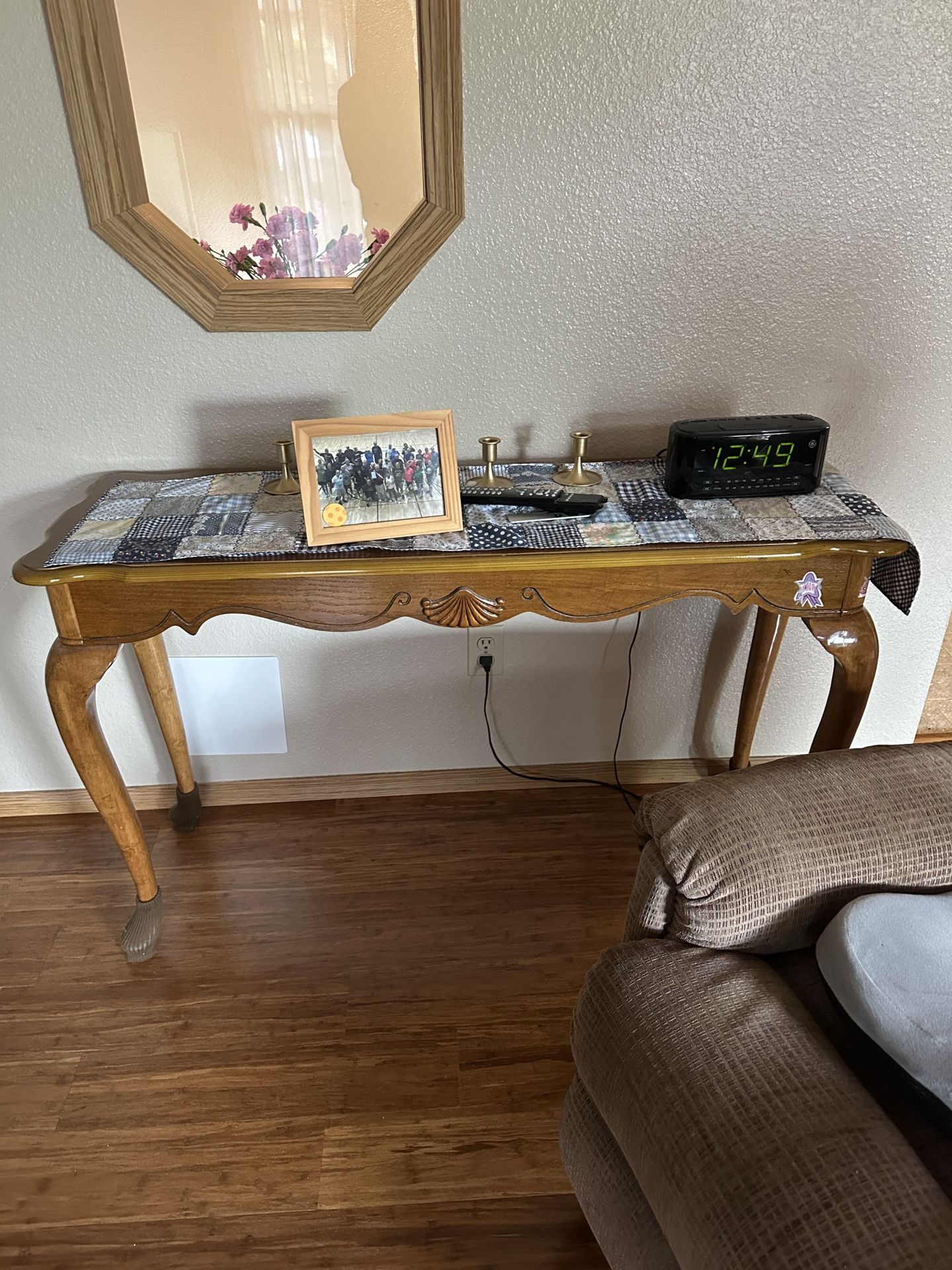 Vintage Solid Oak Console Table