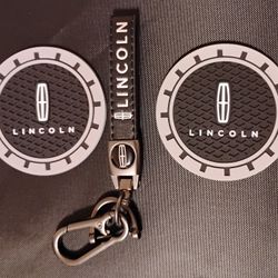 Lincoln Keychain and Cup Holder Coasters NEW 