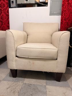 Cream Upholstered Accent Armchair