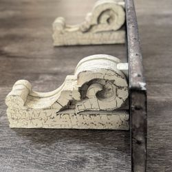 Large Rustic Shelly With Metal Top And Corbels• 