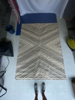 Neutral Boho Geometric Area Rug 7’ x 5’