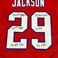 Harold Jackson Signed New England Patriots Jersey Handwritten Stats ! Super Rare