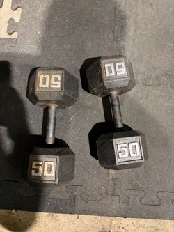 Pair of 50 lb iron dumbbells (not free)