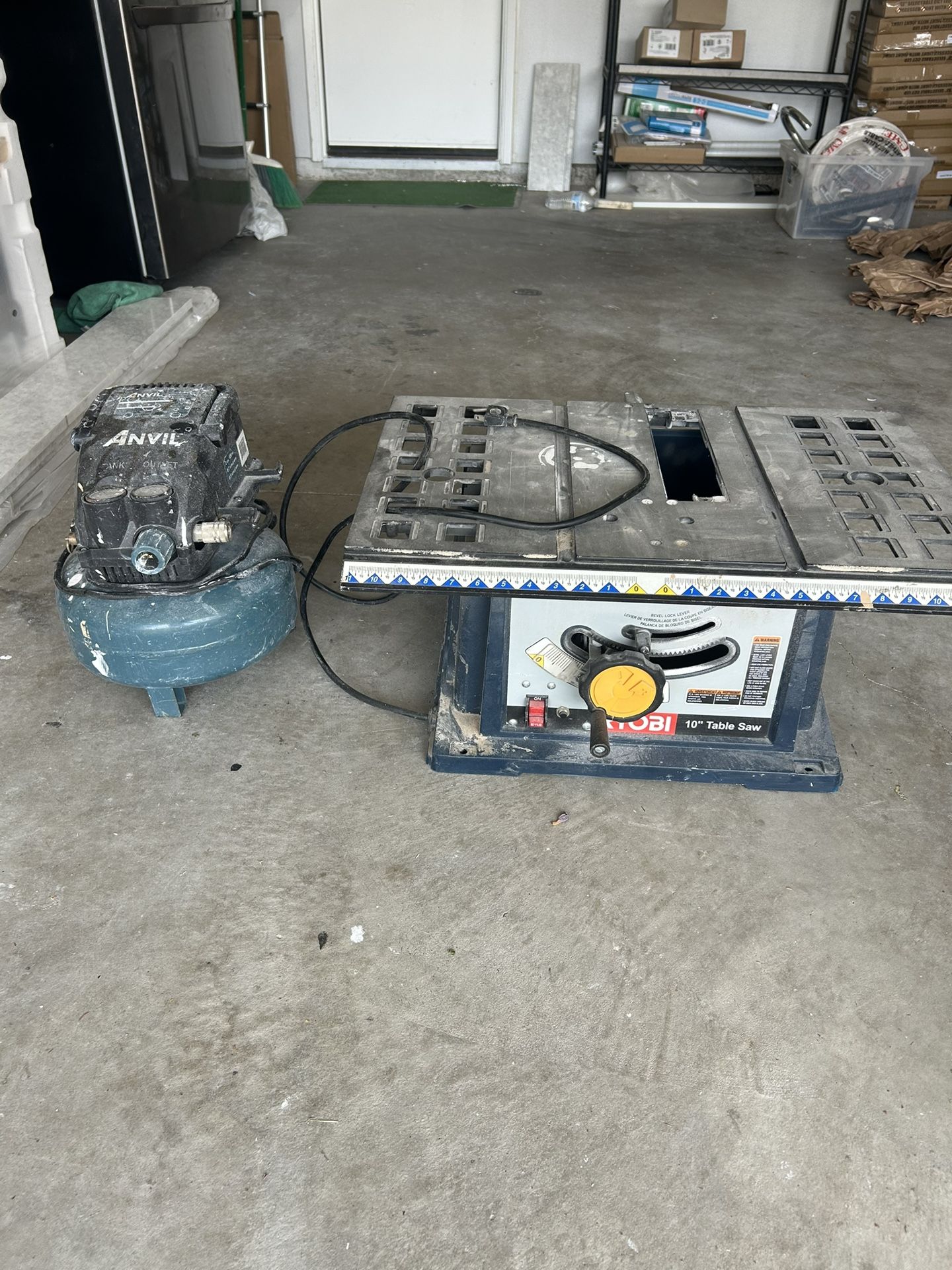 Table Saw And Air Compressor Combo