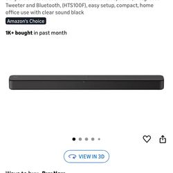 Sony S100F 2.0ch Soundbar with Bass Reflex Speaker, Integrated Tweeter and Bluetooth, (HTS100F), easy setup, compact, home office use with clear sound