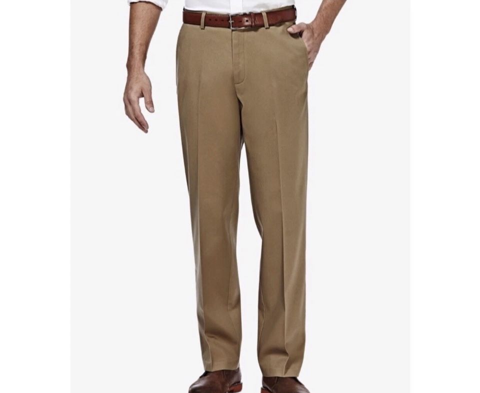 Haggar Pant Heritage Collection 38W x 30L Khaki Flat Front Classic Comfort Waist