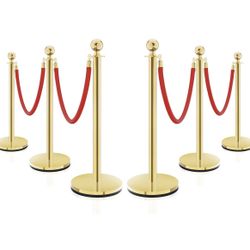 12 Gold Stantions With Ropes 