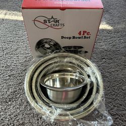 New Starcrafts 92364 Stainless Steel Deep Bowl 4 Piece set $15
