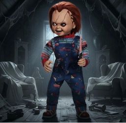 New 3.5 ft Animated Scarred Chucky Doll Halloween Animatronic