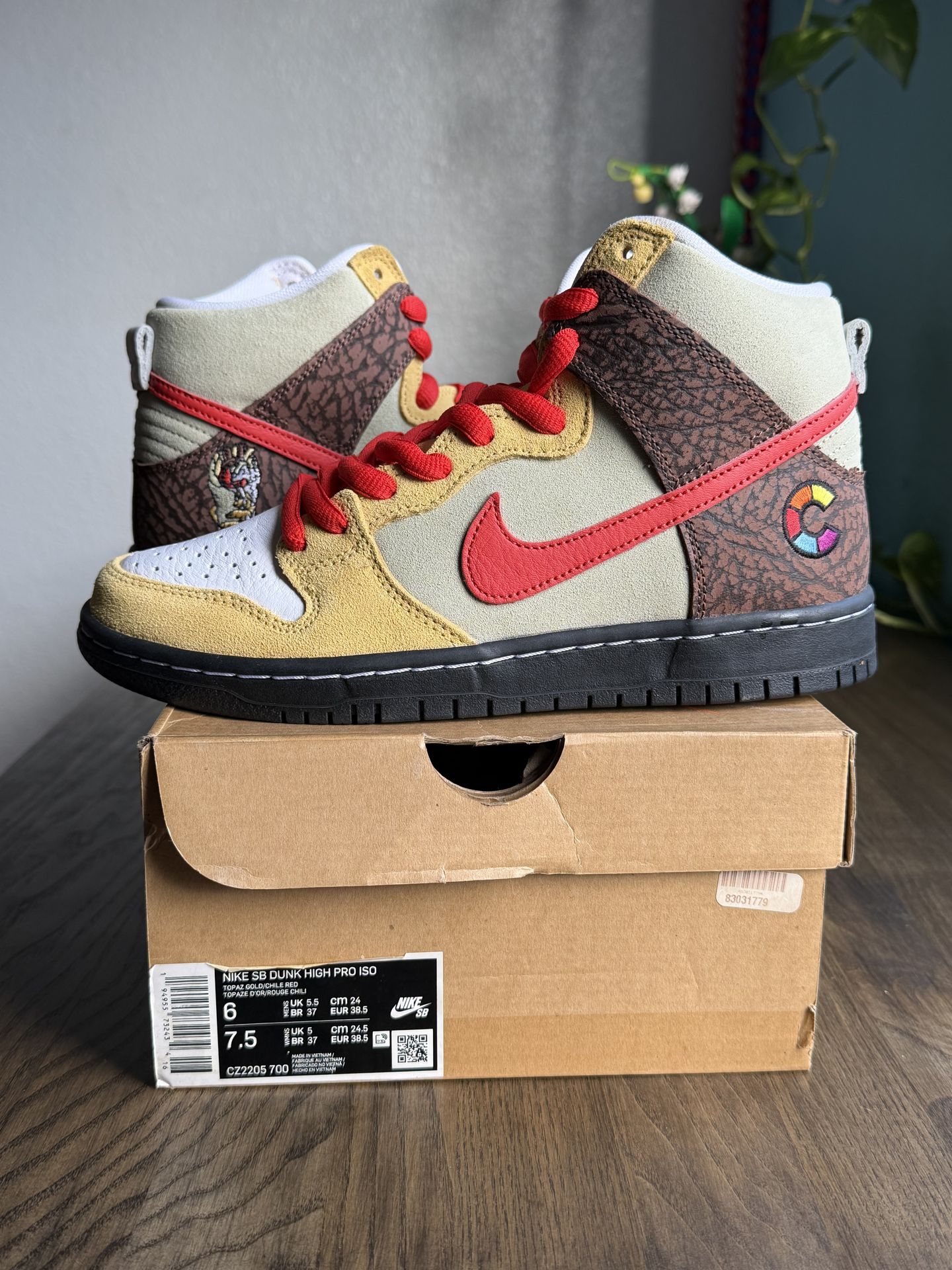 Nike SB Dunk High Pro ISO Yellow Skateboarding Shoes US 6