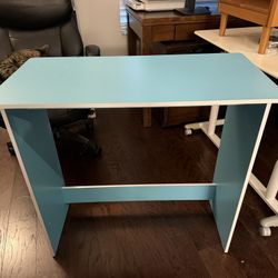 Simple Compact Desk - Aqua & White
