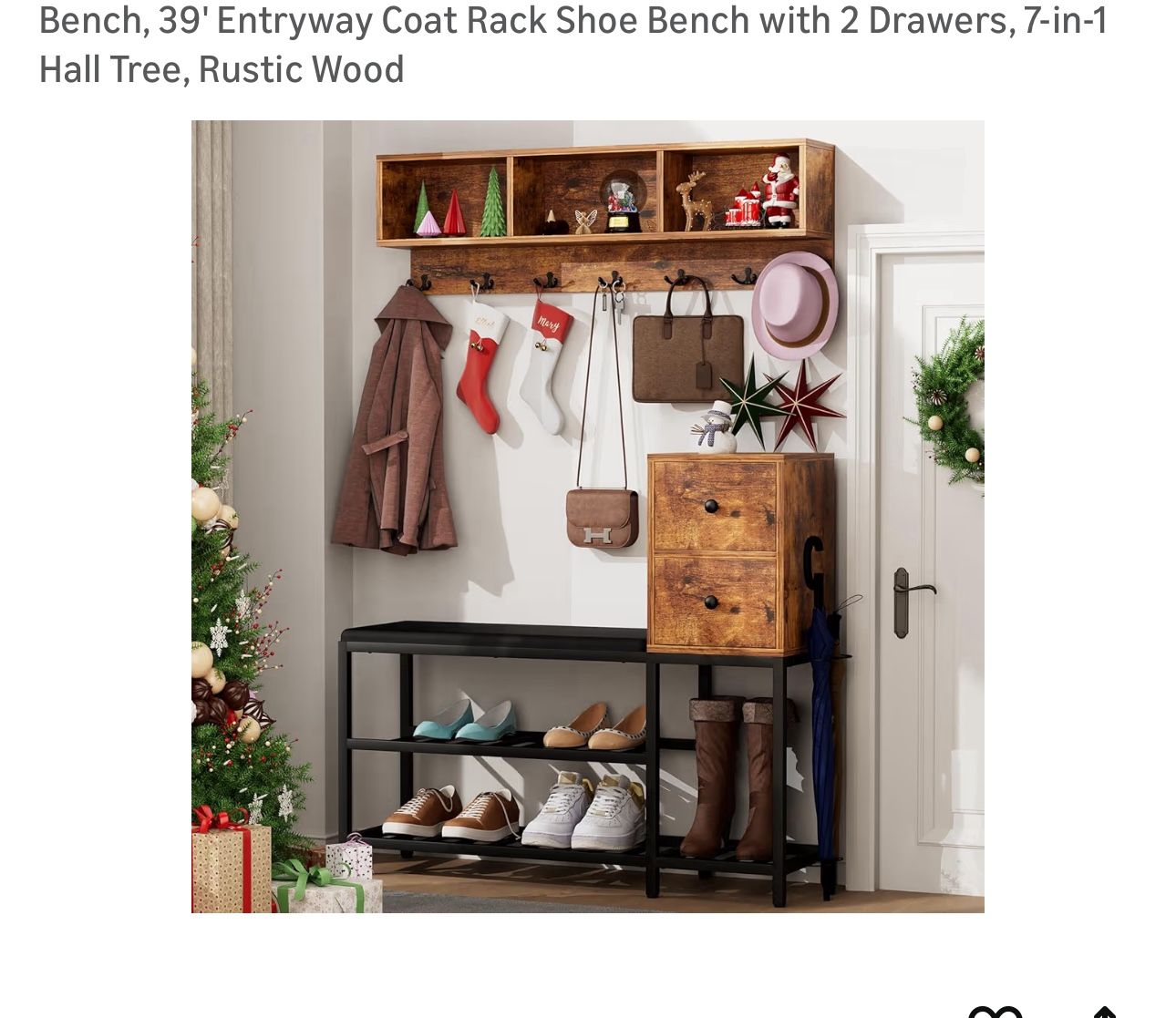 Bench, 39' Entryway Coat Rack Shoe Bench 
