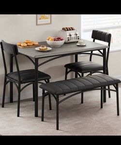 Modern Dining Table Set with 2 Chairs & Bench