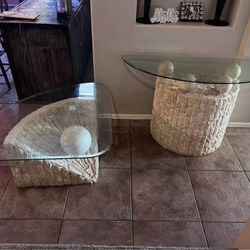 Set of Mactan Postmodern Tessellated Stone Coffee & Console Tables Magnussen Ponte