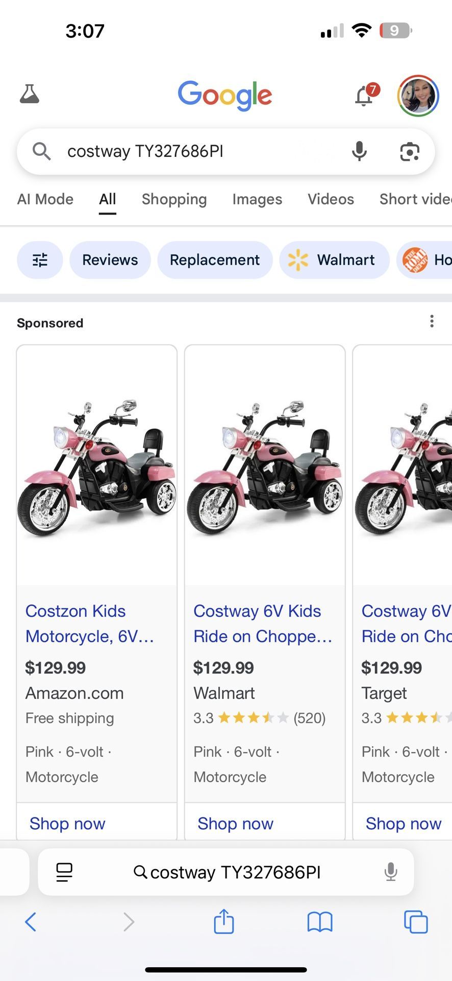 Pink Kids Motorcycle Bike