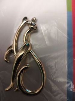 Silver-Tone Cat Brooch Pin