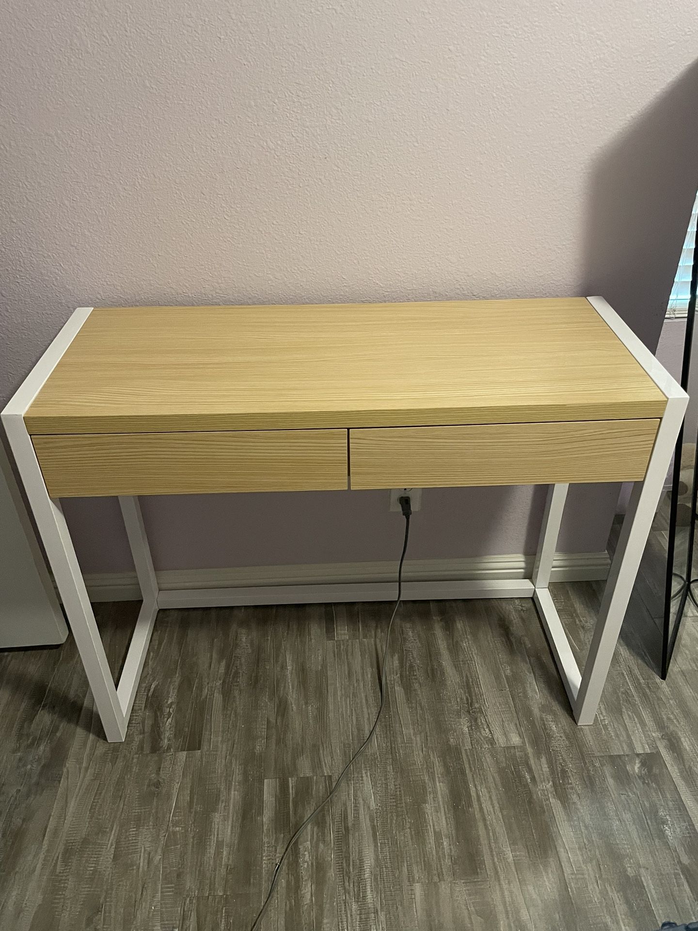 Desk White With Tan Wood