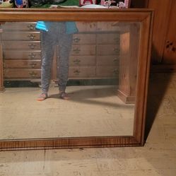 Large Mirror With Wood Frame