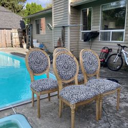 FRENCH COUNTRY  UPHOSTERED WEATHERED WOOD DINING CHAIRS 🌸🌸