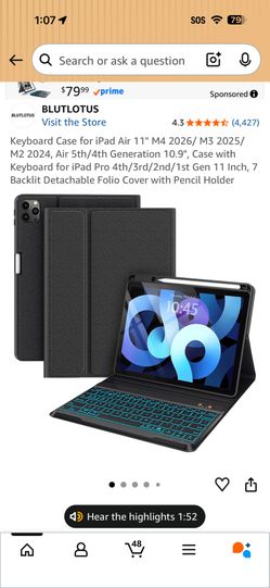 Keyboard Case for iPad Air 11" M4 2026/ M3 2025/ M2 2024, Air 5th/4th Generation 10.9", Case with Keyboard for iPad Pro 4th/3rd/2nd/1st Gen 11 Inch, 7