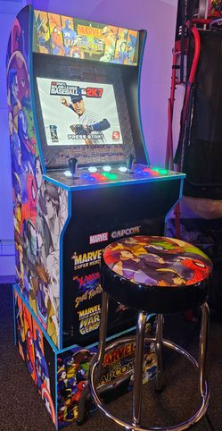 Marvel Arcade1up Cabinet With Over 15,000 Video Games and Matching Stool