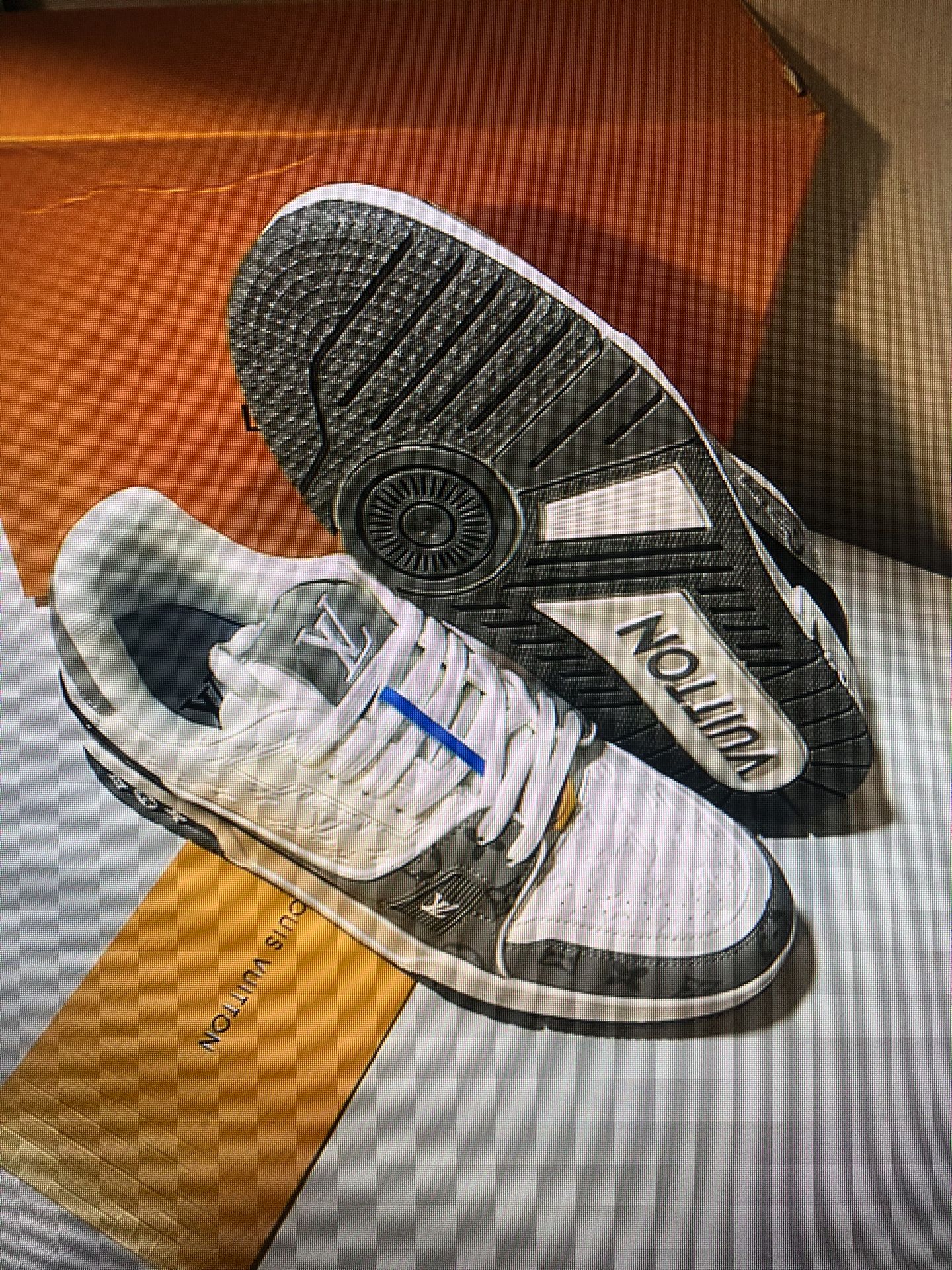 Gray and white trainers