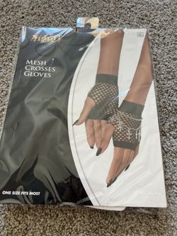 New In Package Spirit Halloween Mesh Crosses Gloves 80’s Rock Star