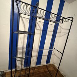 Clothing Rack W/ Side Shelves- free