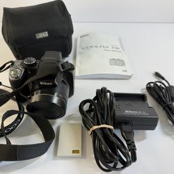 Nikon Coolpix P80 10.1MP Digital Camera 18x Zoom Bundle w/ Case Charger Battery