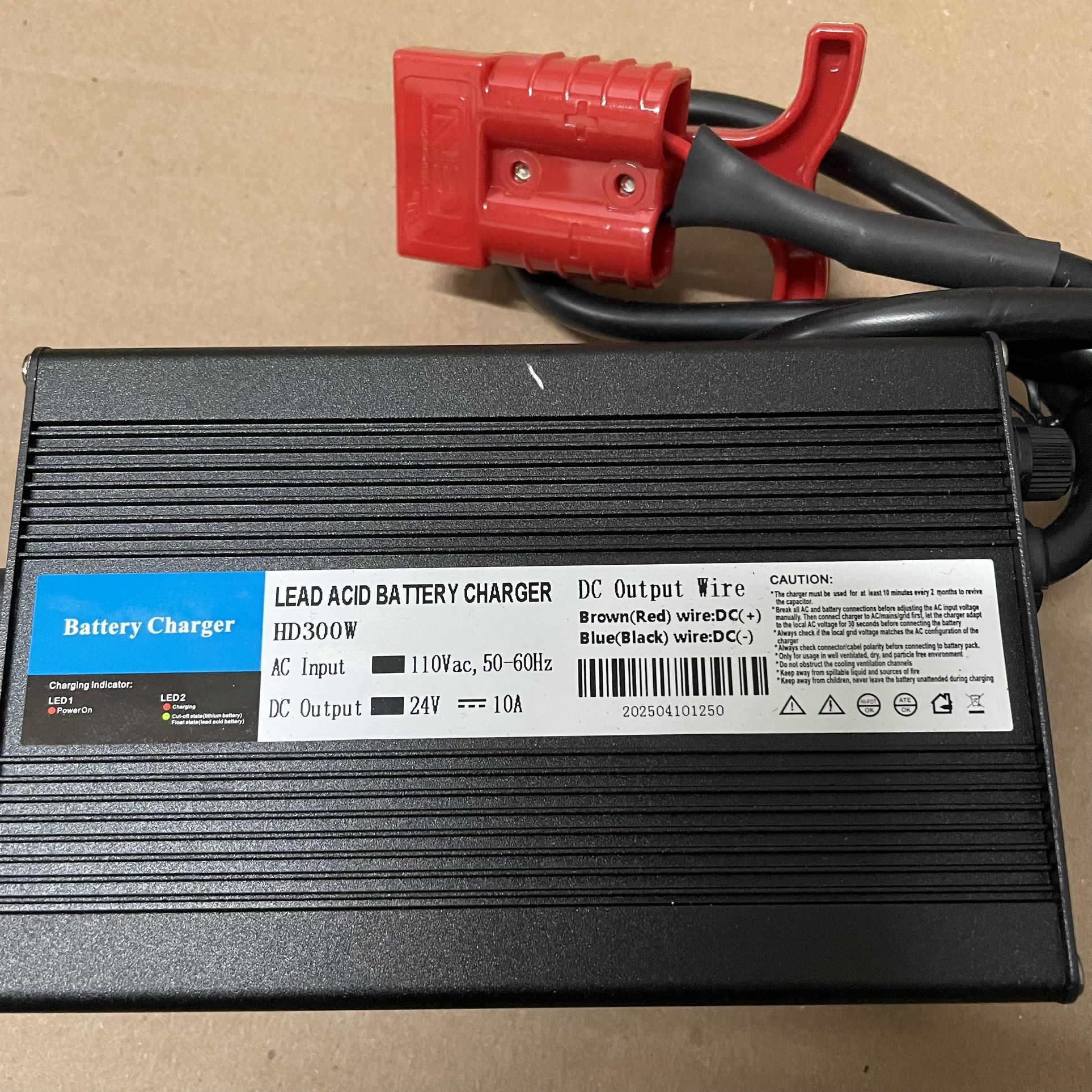 Floor Scrubber 24v 10Amp Battery Charger with SB50 Style RED Connector