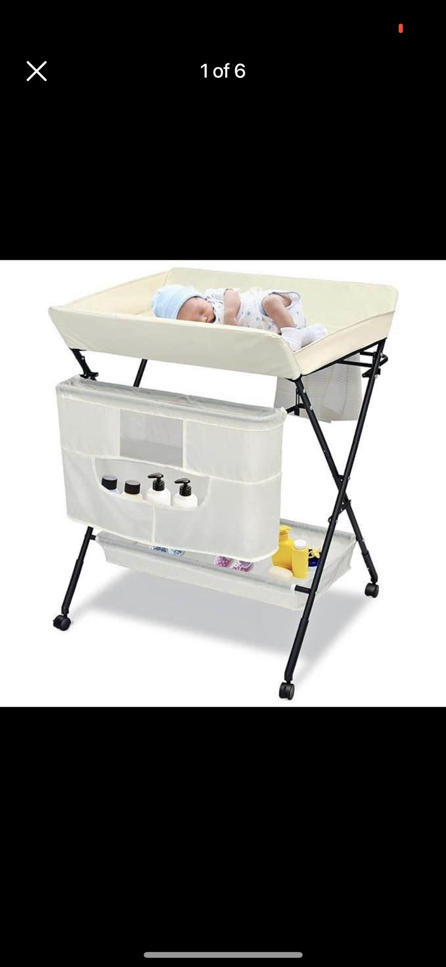 New in box Baby Changing Table with Wheels, Portable Adjustable Height Folding Diaper Station