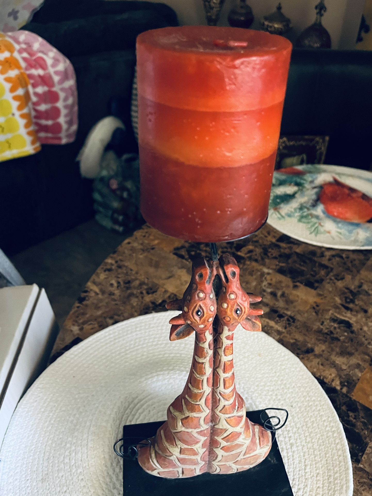 wood giraffe candle holder 