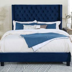 Brand New Navy Blue Queen Bed Frame (Available In California & Eastern King)