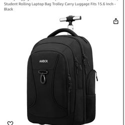 AMBOR Rolling Backpack, Waterproof Wheeled Backpack, Carry-on Trolley Luggage Suitcase Compact Business Backpack with Wheels, Student Rolling Laptop B