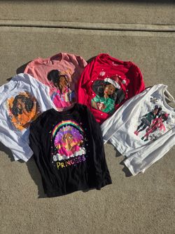 Girls Graphic Long Sleeve Shirts Bundle of 5