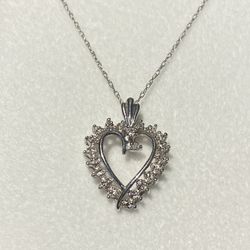 10k Gold Diamond Heart Pendant With 10k Chain Necklace