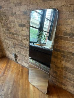 Gold Metal Standing (Or Hanging) Mirror