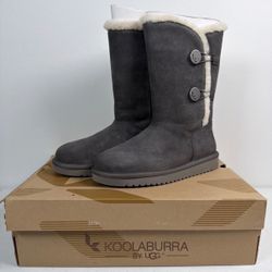 Koolaburra UGG Tall Gray Plaid fleece lining Boots Size 6 Women