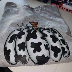 Custom Cow Print Pumpkin Graphic Tee 