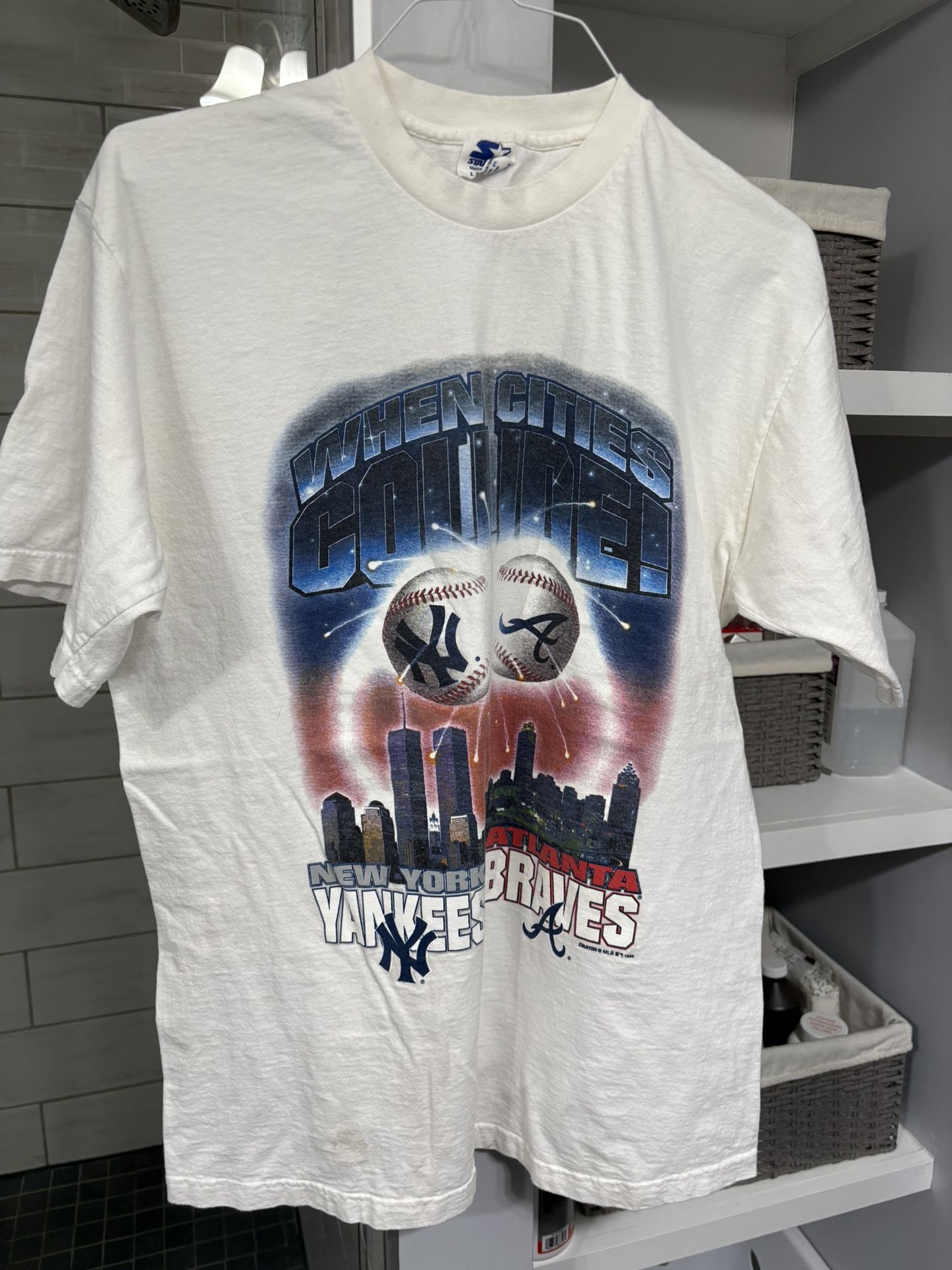 1996 Yankees Braves Starter T Shirt LARGE