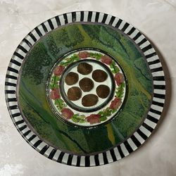  Mackenzie Childs Circus Small Rose Plate 7” Hand Painted Luncheon / Salad Plate   This beautiful Mackenzie-Childs Circus Small Rose Plate is a must-h