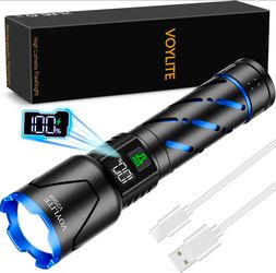 Rechargeable Flashlights High Lumens - 100000 LM Super Bright
5000mAh Rechargeable Battery & LCD Display