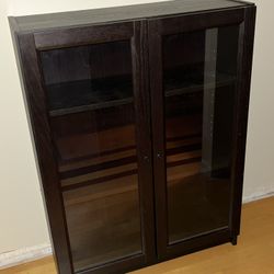 Brown-Black Bookcase w Optional Glass Doors