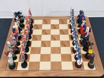 Large Medieval Chess Game Set With Chessboard