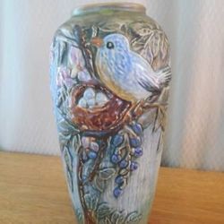 Weller Glendale Blue Bird Vase 1920's