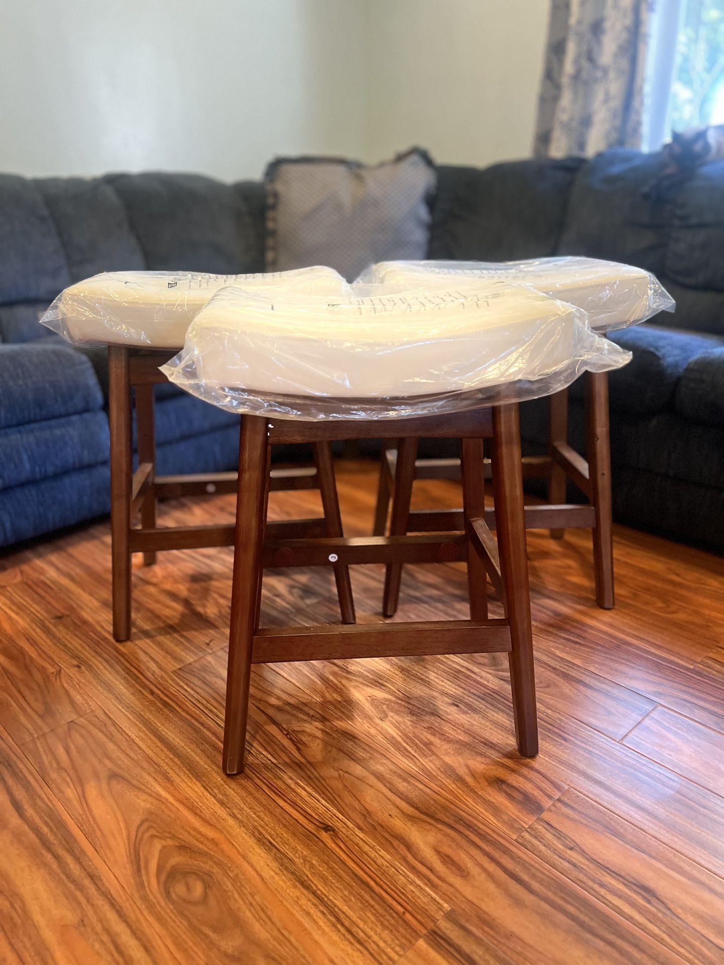 Set Of 3 New Wood Stools/ Banquitos