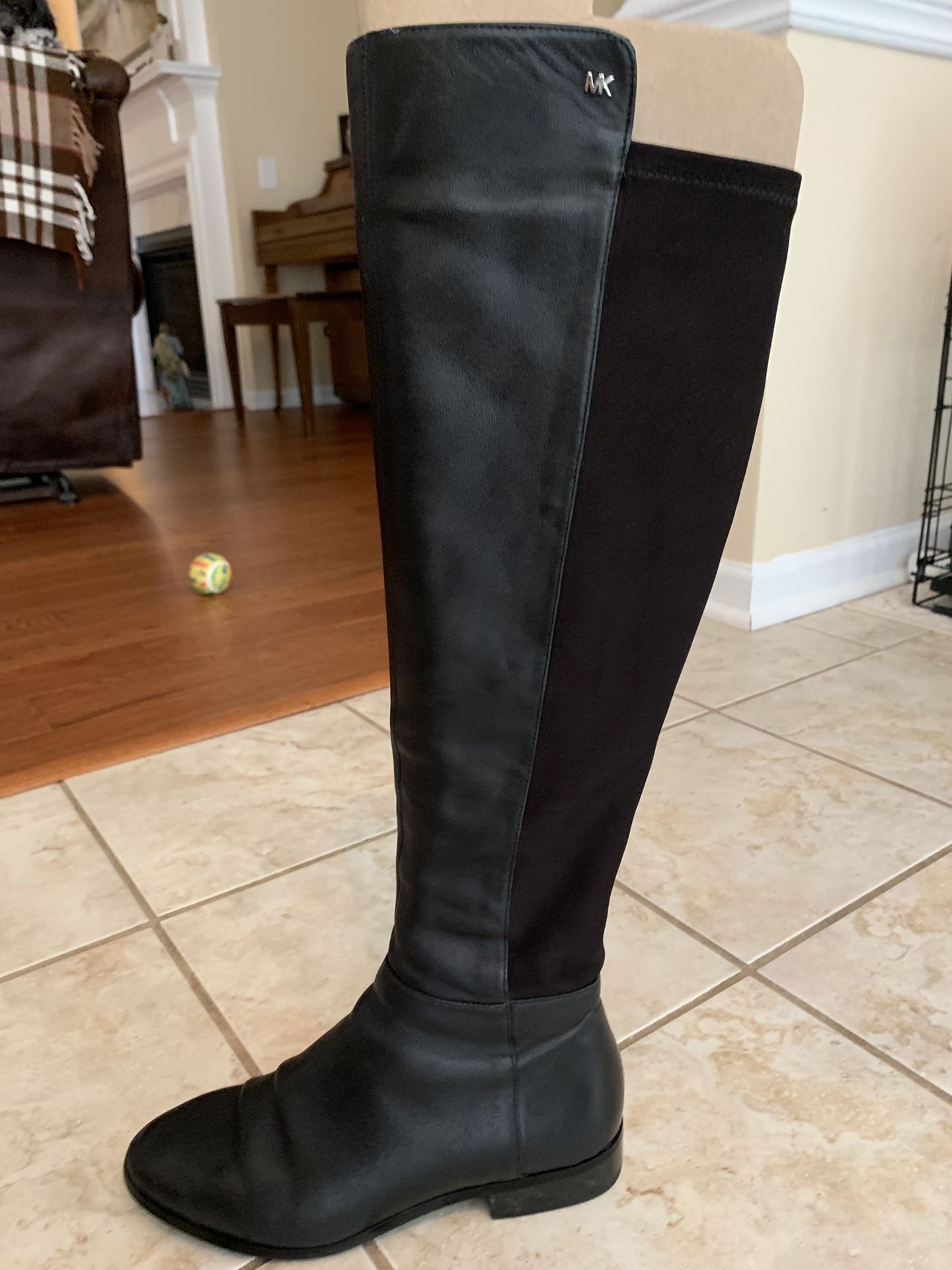 Michael Kors Bromley Black Leather Riding Boots