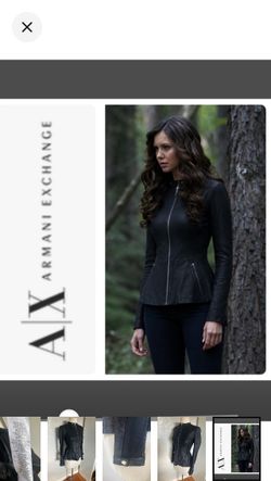 Armani Exchange faux leather combo peplum jacket ‘ASO Vampire Diaries’