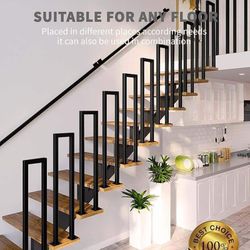 Hand Rails for Outdoor Steps, Matte Black U Shaped Handrails for Indoor Stairs set of 4