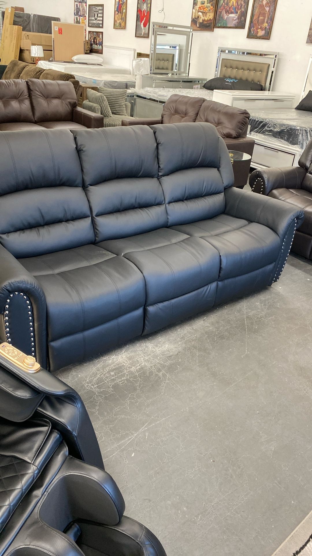 Black Leatherette Sofa Recliners New Was $1199 Now $600 Can Deliver 
